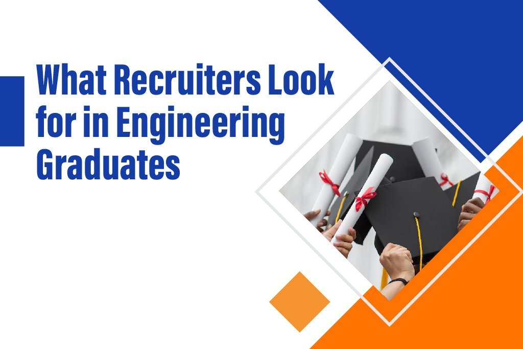Illustration of engineering graduates showcasing skills and qualities that recruiters look for.