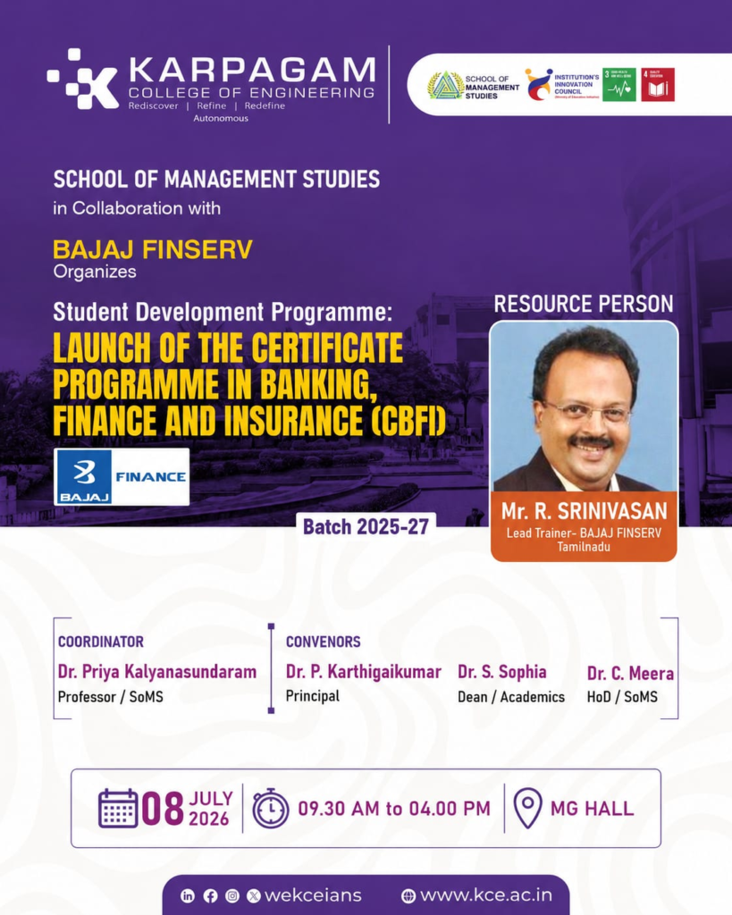 Launch of the Certificate Programme in Banking, Finance and Insurance (CBFI) by Bajaj Finserv for the Batch 2025–27