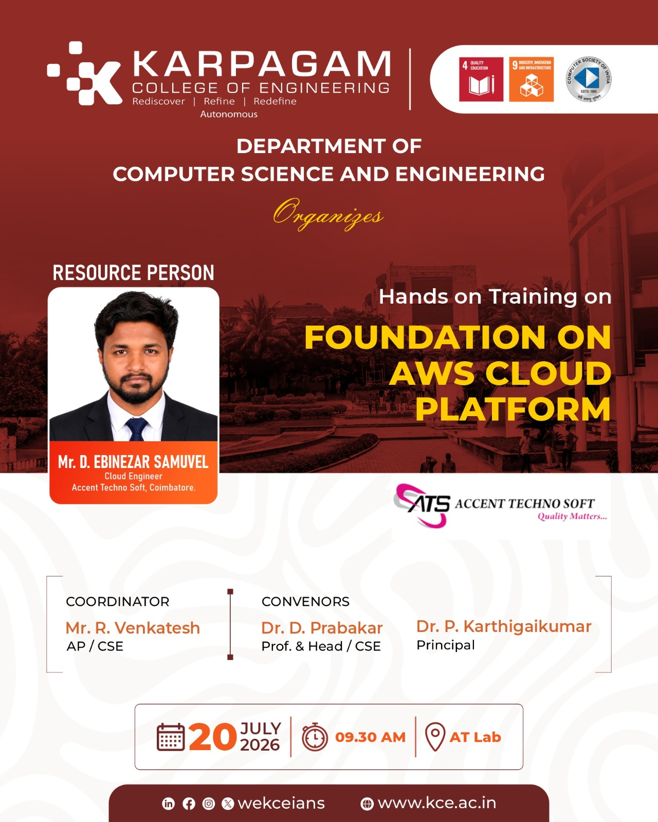 Department of Computer Science and Engineering Organizes Hands-on Training on Foundation of AWS Cloud Platform